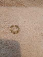 CHRISTIAN DIOR GOLD COLOR ADJUSTABLE RING DIOR LOGO LETTERS NICE RARE VINTAGE