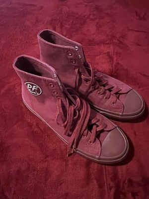 PF Flyers Sneakers Mens 8.5 PM17AM1C Maroon Canvas Hi-Top New Balance Shoes