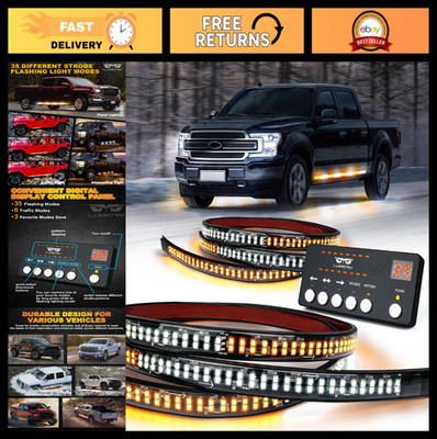 2PCS 70'' LED Emergency Strobe Light Strip - Flexible Flashing Warning Hazard Lig