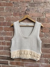Miu Miu Women s Cropped Tank Sweater, Sz XS Double Ruffle