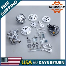 Sbc For Chevy V Pulley Bracket Kit Walternator Power Steering Long Water Pump