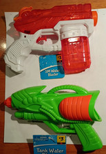 Lot of 2 Water Guns/Toys SM Water Blaster Red/White Orange /Tank Water...