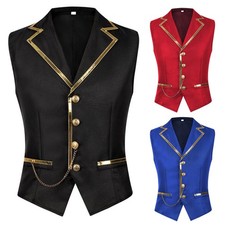Men Vest Homecoming Tank Top Gentleman Waistcoat Holiday Single Breasted Shiny