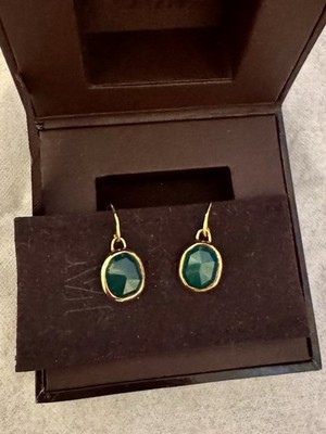MV Siren  Gemstone Wire Earrings18k Gold Vermeil & Green Onyx