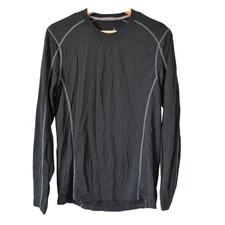 Smartwool Men's Merino Wool Black Base Layer Long Sleeve Shirt Small Breathable
