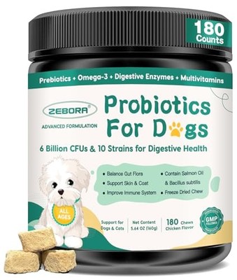 Probiotics for Dogs with Digestive Enzymes, Prebiotics & Omega-3/6 - 6 Billion