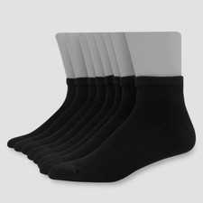 Men's Ankle Socks with FreshIQ 8pk - Black 6-12: Moisture Wicking