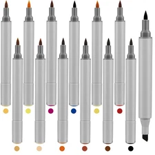 12 Packs Dual Tips Leather Dye Marker Pens Shoe Marker Leather Touch up Pen f...