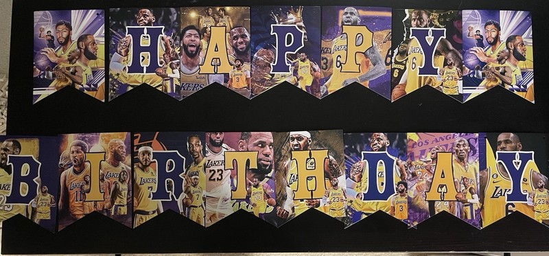 Lakers Happy Birthday Letter Banner LeBron James Magic Johnson Kobe Bryant HOF