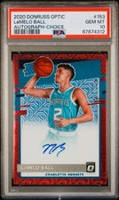 2020 Lamelo Ball Donruss Optic Rookie Choice Prizm Auto PSA 10 153 Red Autograph