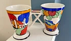 Vintage Sadler England Pair Of Art Deco Style Mugs Cups Clarice Cliff inspired