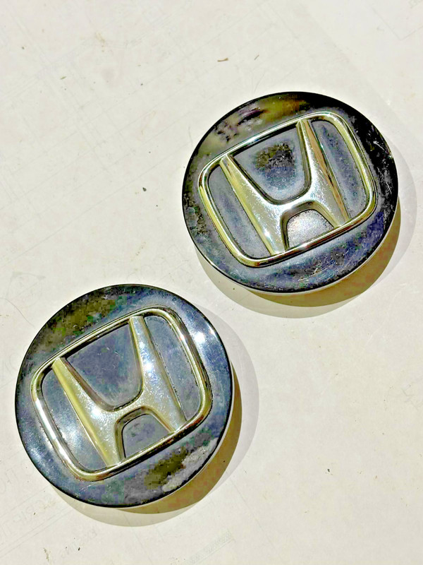 Genuine OEM Honda Wheel Center Hub Caps Black Chrome Emblem Set of 2