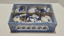 Set of 6 Blue Delft Holland Souvenir 7 cm Christmas Ball Ornaments NIB