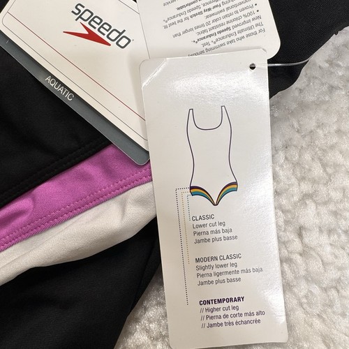 NEW Speedo Aquatic 1 Piece Swim Suit Black Pink White Contemporary Fit. 18 - Picture 5 of 8