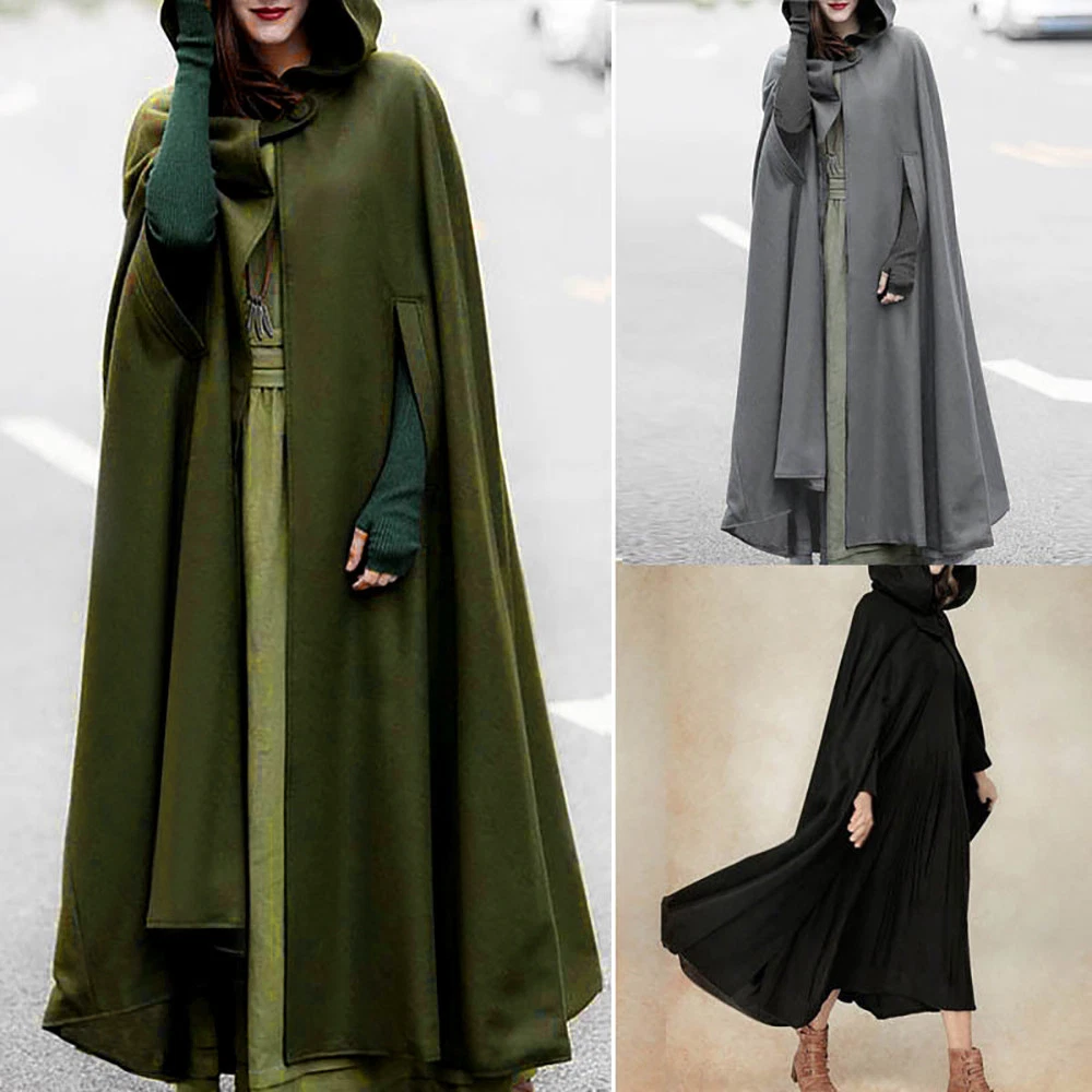 Coat Winter Outwear Medieval Robe Costume Womens Loose Long Cape