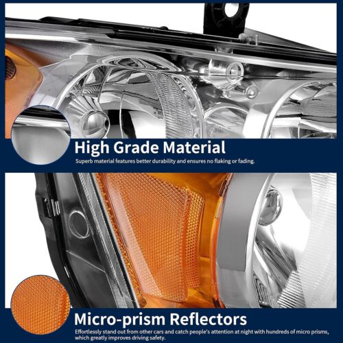 Chrome Housing Amber Concer Headlights Assembly For Dodge Grand Caravan 2011-20 - Picture 3 of 7