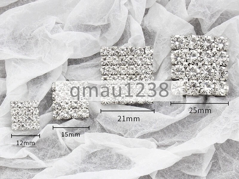 12MM-25MM Silver Metal Shank Buttons Rhinestones Sewing Crafts For Clothing Bag - Image 3 of 4