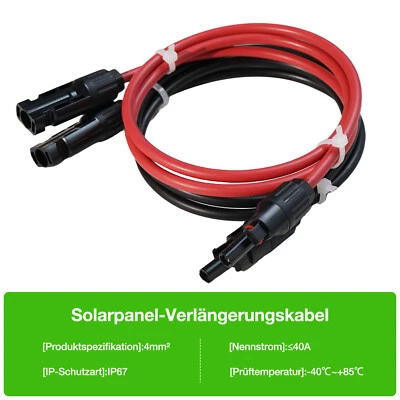 LIONSHEE Verlängerungskabel Solarkabel 4mm² 1m Solarstecker für Solarmodule 0% MwSt.
