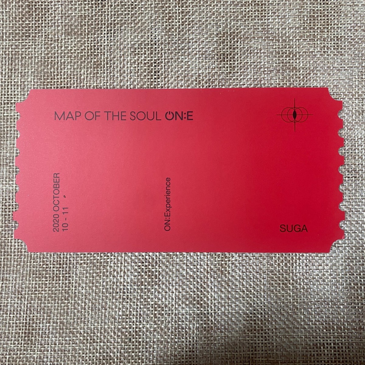 MAP OF THE SOUL ON:E DVD トレカ　チケット　SUGA BTS Map of the Soul ON:E DVD Official Photocard SUGA / Min