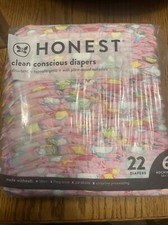 Honest diapers size 6 New Sealed 22 Count 35 Pounds Rock in  Tot Pink