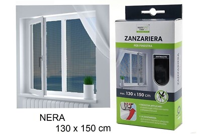 Zanzariera Adesiva Per Finestre - Tagliabile, Nero, 110x130cm, Senza Forare - Foto 7