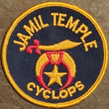 JAMIL TEMPLE CYCLOPS SHRINER MASONIC PATCH FROM COLUMBIA S.C. 3 INCH ROUND NEW