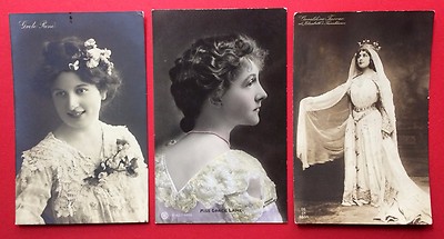 3 x Foto AK Theater Schauspieler 1909/10 Grete René, Miss Grace Lane   ( 6395