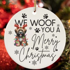 Merry Christmas Bouvier des Flandres Dog Woof Xmas Lover Ornament Gift Decor