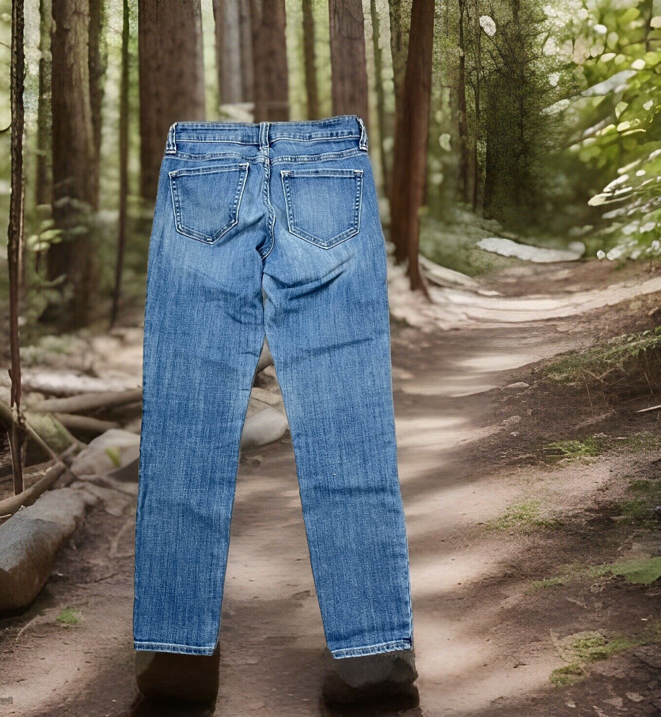 Rock Star Old Navy Jeans Skinny Low Stretch Stone Blue Denim Retro Women Size 6