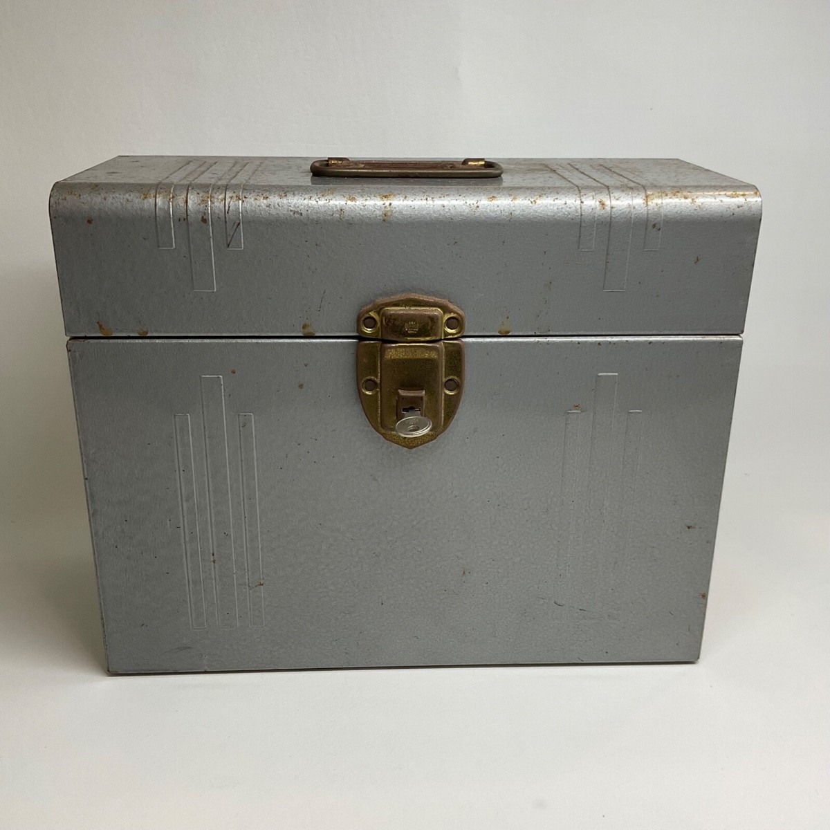 Vintage USA Excelsior Stamford Conn Metal File Locking Box with