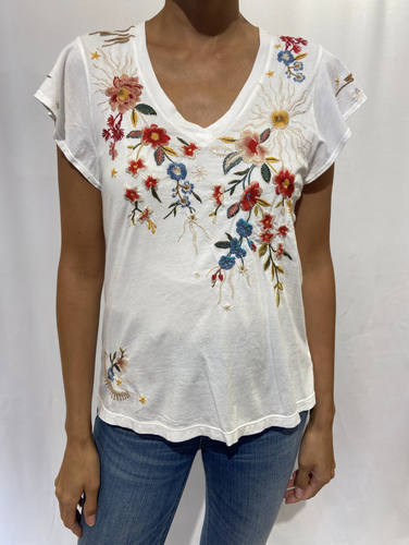 Johnny Was Lissa FLUTTER SLEEVE TEE TOP 