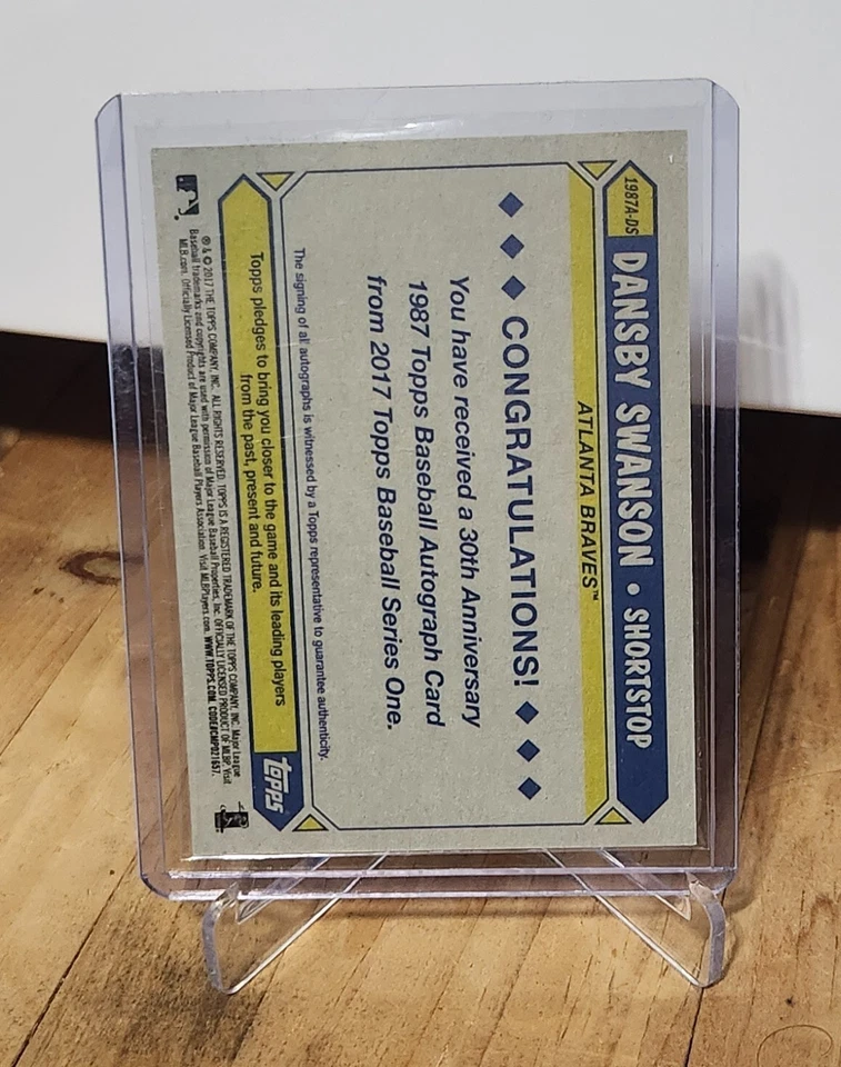 DANSBY SWANSON ROOKIE AUTO 2017 TOPPS 1987 30th ANNIVERSARY BRAVES - Image 4 of 4