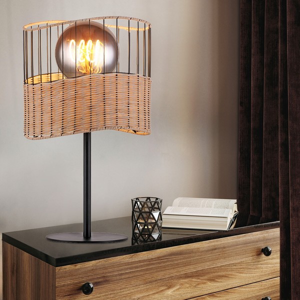 Tischleuchte Tischlampe Nachttischleuchte Holzlampe 1 Flammig Schwarz Led-image