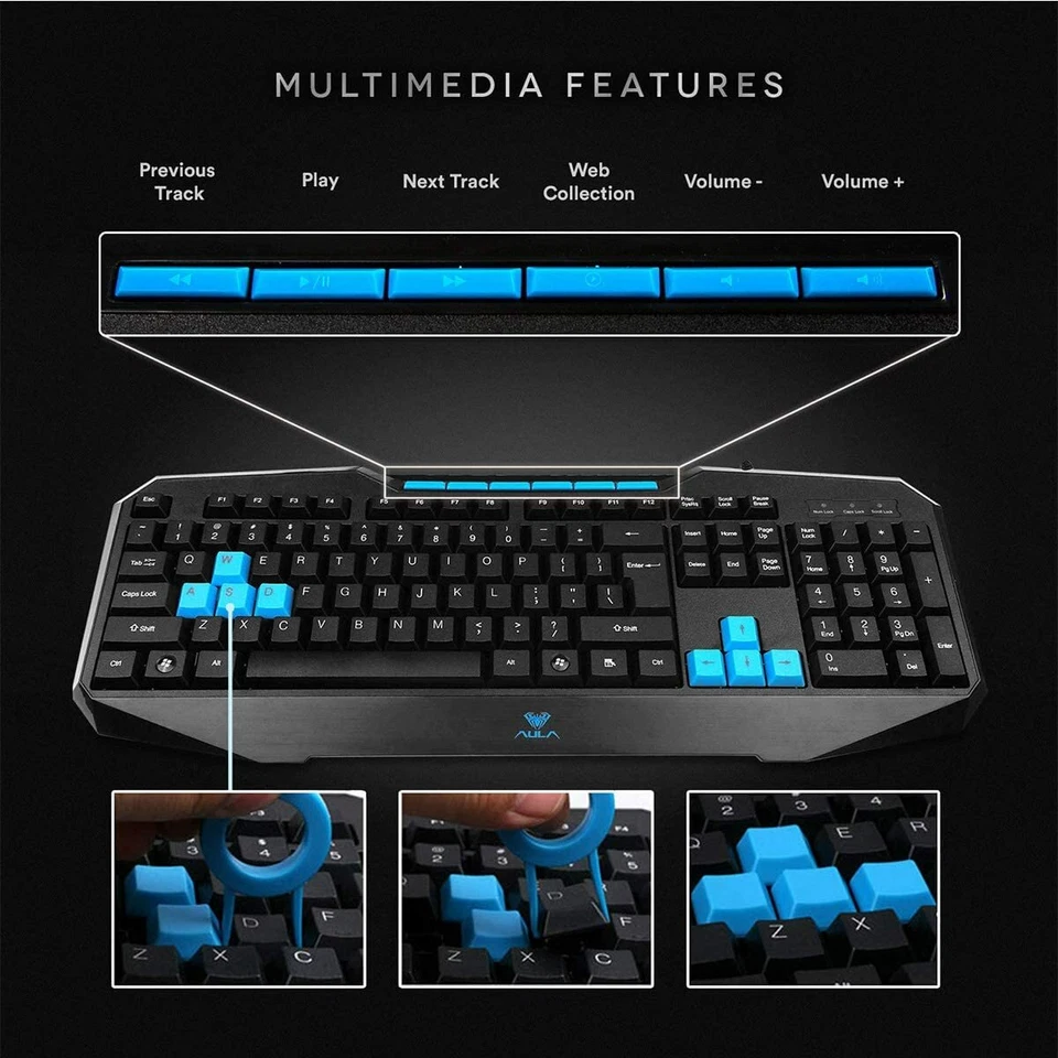 AULA Catalyst Wired Gaming Keyboard, 104 Keys Spill-Resistant, Swappable keys - Image 3 of 4