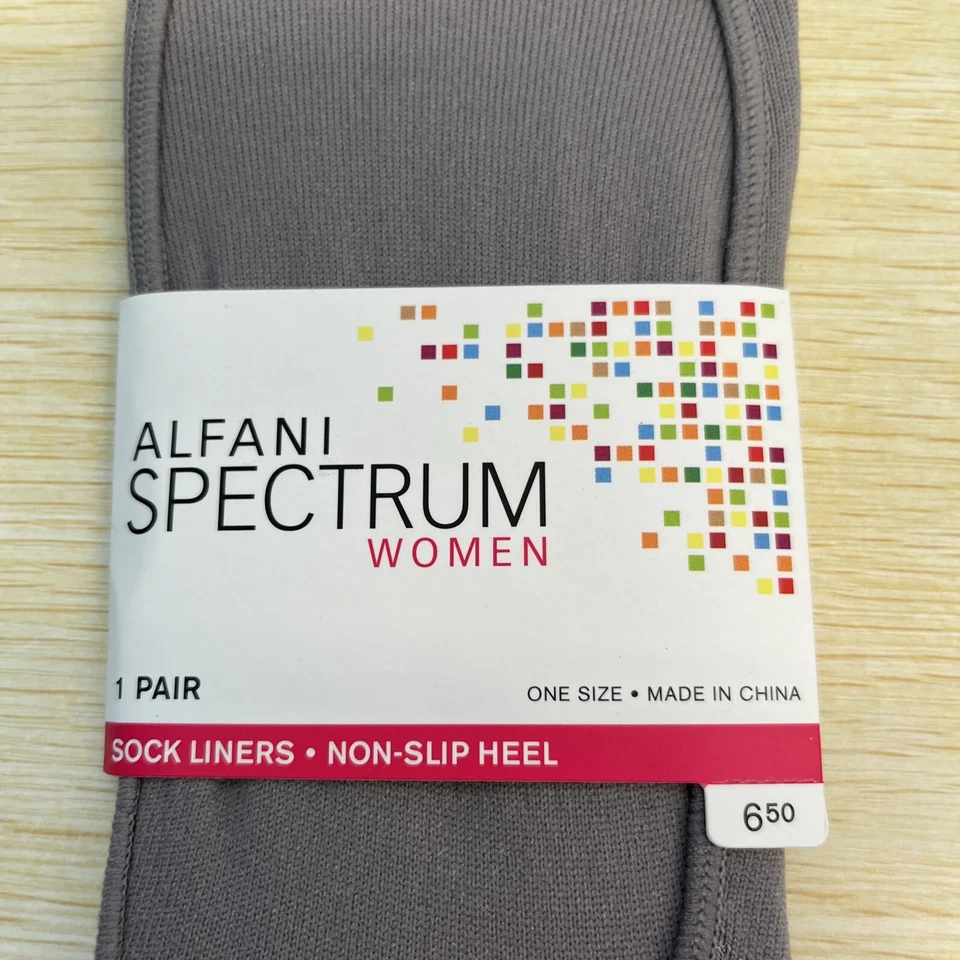 1 par de forros de calcetín grises Alfani para mujer tacón antideslizante sin costuras sin mostrar Foto 3 de 4