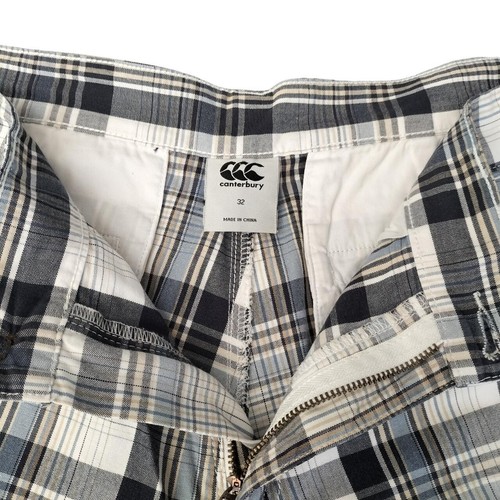 Canterbury Blue & White Plaid Wide Leg Shorts Size 32 Cotton - Picture 4 of 5