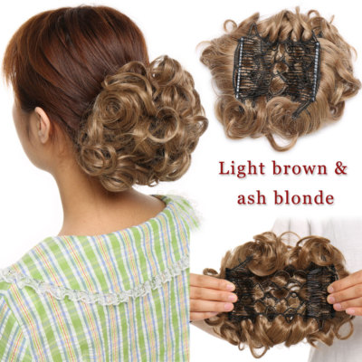 MEGA LARGE THICK Curly Chignon Messy Bun Updo Clip in Hair Extensions AS REAL US