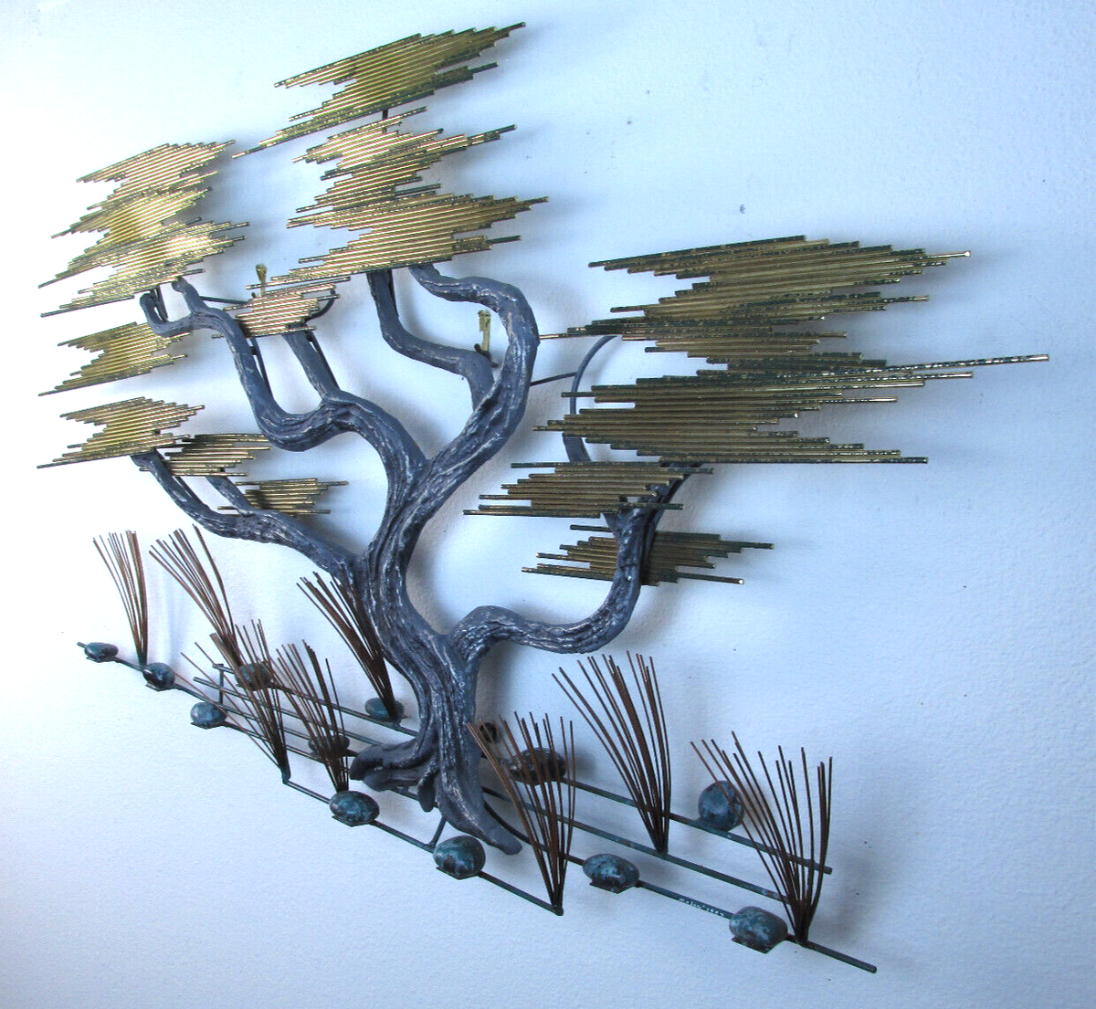 Vintage Curtis Jere Bonsai Tree Wall Sculpture, Signed Vintage Curtis Jere Bonsai Tree Wall Sculpture, Signed