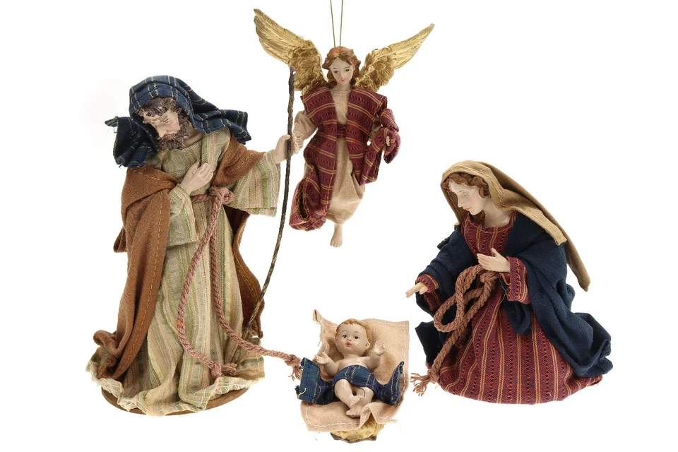 10teiliges Krippenfiguren Set Figuren mit Kleidern aus Stoff bis ca. 17cm hoch - Bild 2 von 4