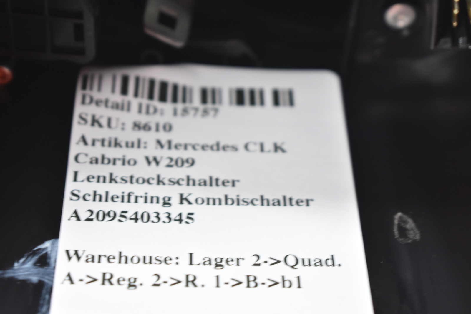 Mercedes CLK Cabrio W209 Lenkstockschalter Schleifring 