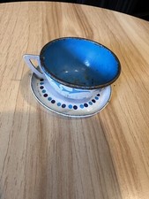 Vintage Ohio Art Co Child  s Tin Teacup And Saucer Play Set 1950  s