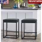 Backless Bar Stools Set of 2 Kitchen Counter Height Comfortable Soft Cushioned