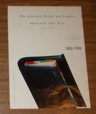Seltene Werbung vintage GOLD-PFEIL Luxus Leder Terminplaner 1990