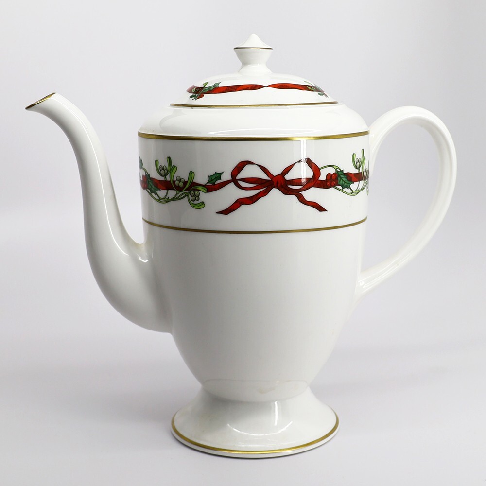Royal Worcester Bone China 'Holly Ribbons' 5-Cup Capacity Coffee