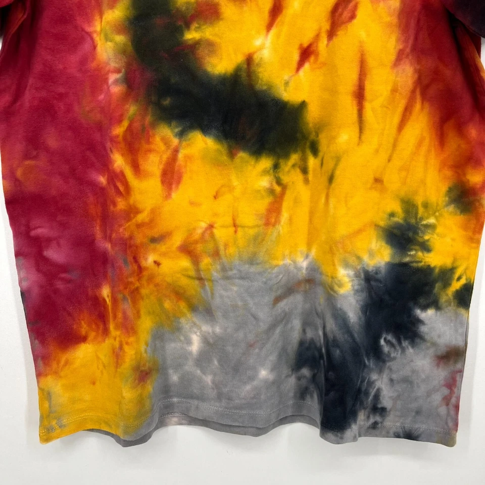 Guess Originals T-Shirt Men's S Yellow Tie-Dye Crew Neck Logo Double Sided Y2K - Image 3 of 4