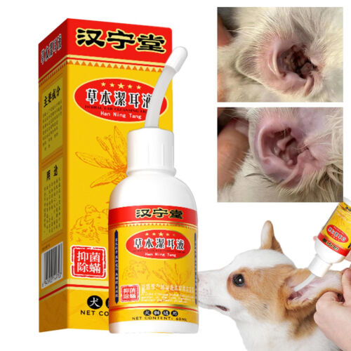 Pet Cat Dog Ear Drops Infections Control Yeast Itching Wax Ear Mites Cleaner NEW - Picture 3 of 10
