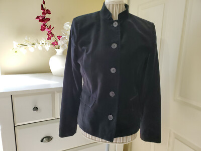 Apostrophe Womens Black Velvet 5-Button Stand Up Collar Blazer