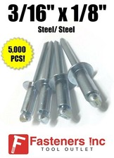  QTY 5000 POP Rivets ALL Steel 6-2 3/16" x 1/8" Grip Range Zinc Plated Bulk Box