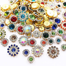 100pcs Sew on Rhinestones Crystals Glass Gems Metal Claw Mixed 8mm 10mm 12mm 14m
