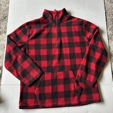 Arizona Boys' Red/Black Sweater Half Zip Front Pocket Size M 10/12 Poli ster